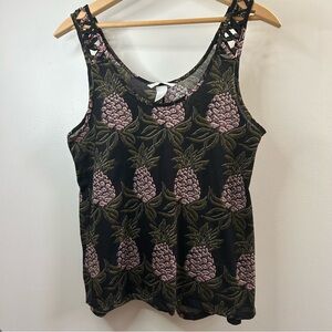 H&M Black Pineapple Print Tank Top 100% polyester